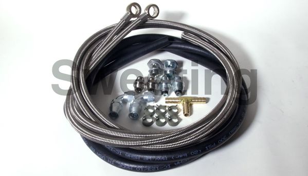 2 Stainless Braid 2 Rubber Hose Kit for Bosch Hydro-Boost Brake Booster