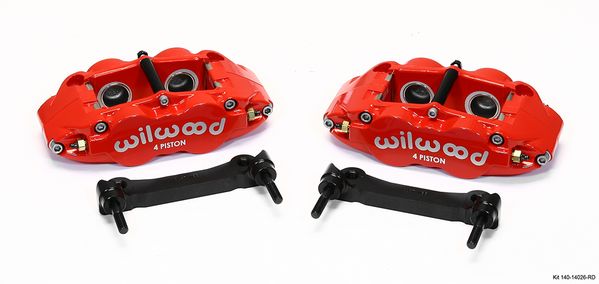 140-14026-R - FNSL4R Rear Caliper & Bracket Kit - Red 97-13 C5/C6  Corvette w/ OEM Rotors