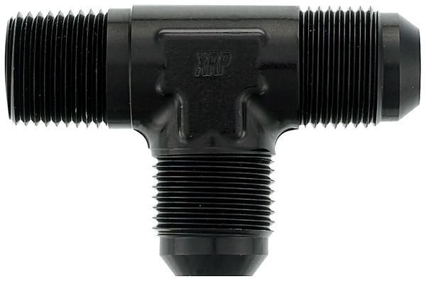 Tee, -12 Flare x 3/4 NPT on Run - Aluminum - Black Anodized