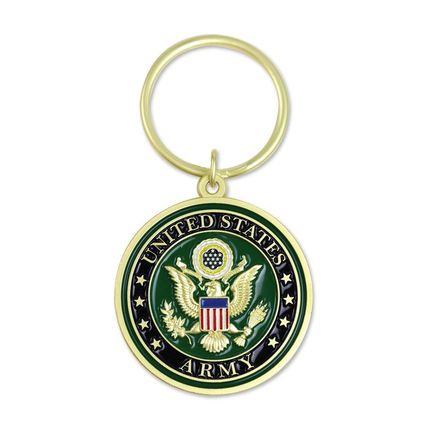 1-5/8 Inch United States Army Shield Engravable Enameled Key Ring