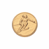 1 Inch Round 3D Stamped Female Ski Racer Brass Metal Medallion Decal Disc-Peel and Stick Back