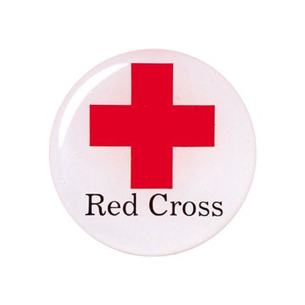 2 Inch Red Cross Mylar Insert with Clear Epoxy Dome