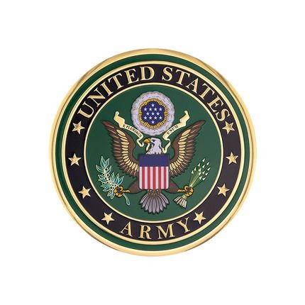 2 Inch Round Raised and Full Color Printed U.S. Army Shield Emblem Aluminum Metal Medallion Decal Disc-Peel and Stick Back