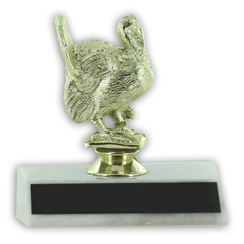 Gold Plastic Turkey Trophy with Marble Base Awards & Gifts R Us