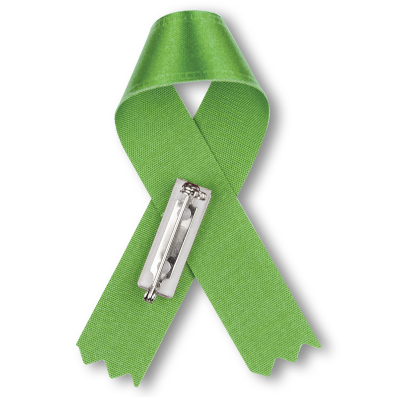 3 x 21/4 Inch Green Satin Awareness RibbonMental IllnessSafety Pin
