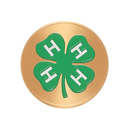 2 Inch Round Raised and Color Printed 4-H Club Insignia Aluminum Metal Medallion Decal Disc-Peel and Stick Back