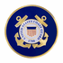 4 Inch Round Raised and Color Printed United States Coast Guard Shield Emblem Brass Metal Medallion Decal Disc-Peel and Stick Back