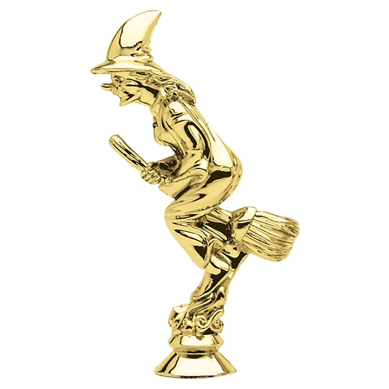 5 Inch Gold Plastic Witch on Broom Trophy Figure