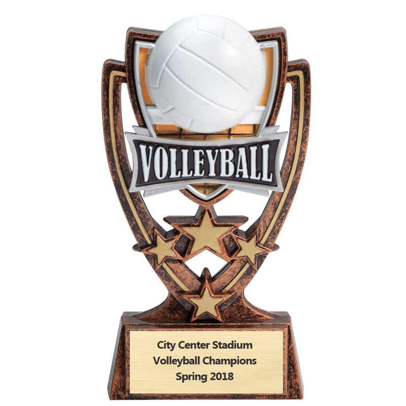 6 Inch Gold Antique Resin Star Volleyball Trophy
