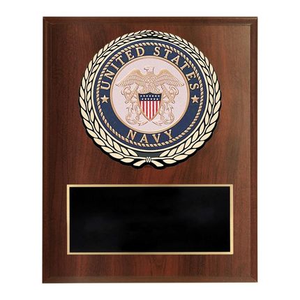 6 x 8 Inch Dark Cherry Finish Plaque with U.S. Navy Cast Stone Resin Plaque Mount