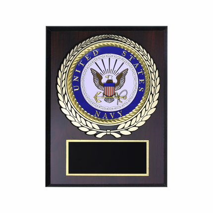 6 x 8 Inch Dark Cherry Finish Plaque with U.S. Navy Medallion Insert