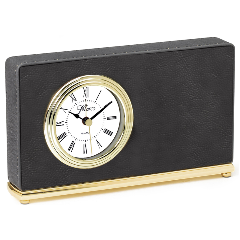 71/2 x 41/2 Inch Black Leatherette Quartz Movement Desk Clock