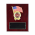 8 x 10 Inch Piano Finish Rosewood Plaque with American Flag and 2 inch Fire Department Medallion Insert