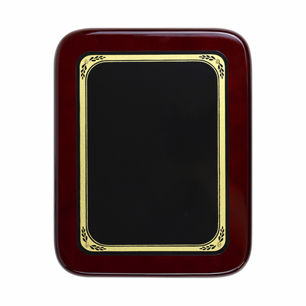 8 x 10 Inch Piano Finish Rosewood Plaque With Black Screened Plate