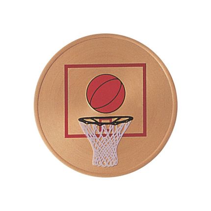 2 Inch Round Raised and Color Printed Basketball Hoop Aluminum Metal Medallion Decal Disc-Peel and Stick Back