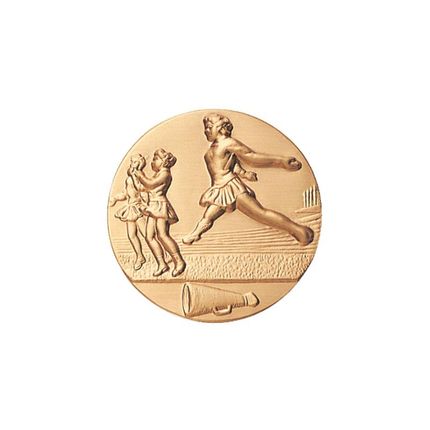 1 Inch Round 3D Stamped Cheerleading Brass Metal Medallion Decal Disc-Peel and Stick Back