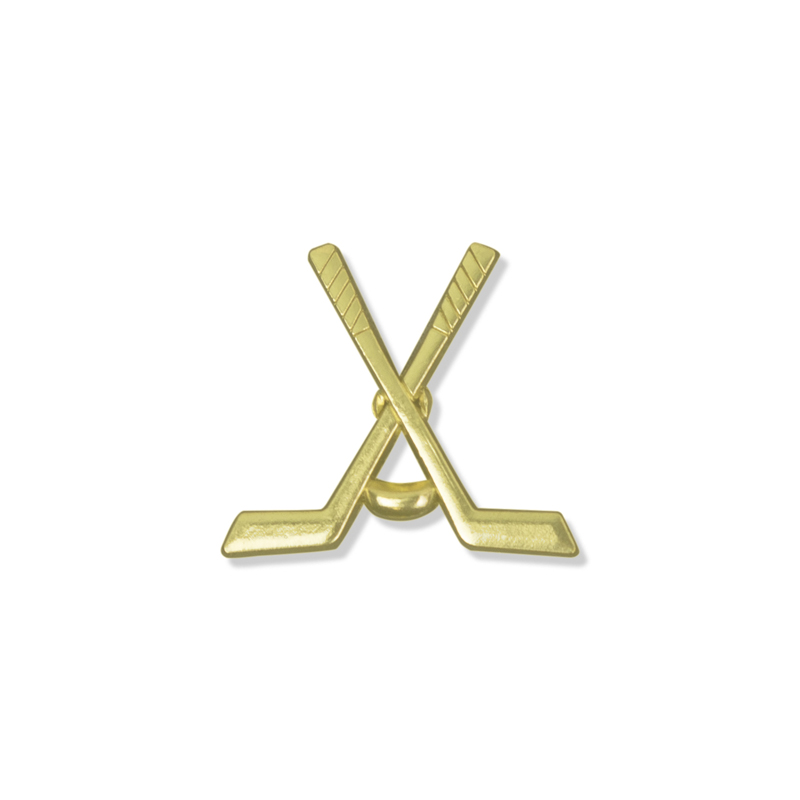 1 Inch Gold Cross Hockey Sticks Chenille Pin