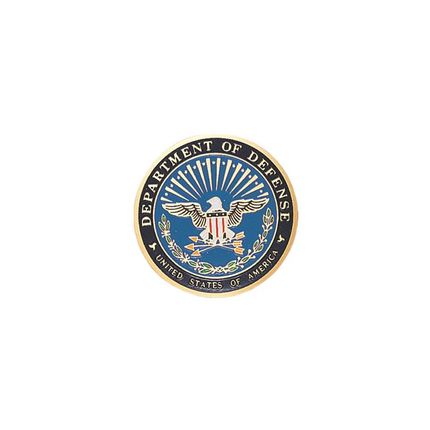 7/8 Inch Round Etched Enameled Colored U.S. Department of Defense Insignia Brass Metal Medallion Decal Disc-Peel and Stick Back