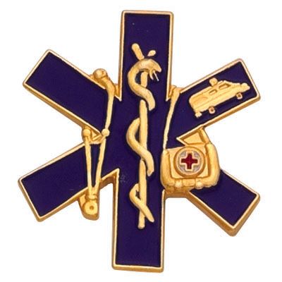 1 Inch Gold and Enameled E.M.S Paramedic Insignia Lapel Pin