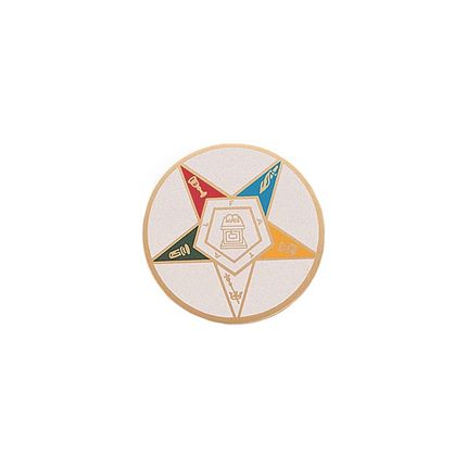 7/8 Inch Round Etched Enameled Colored Eastern Star Insignia Brass Metal Medallion Decal Disc-Peel and Stick Back