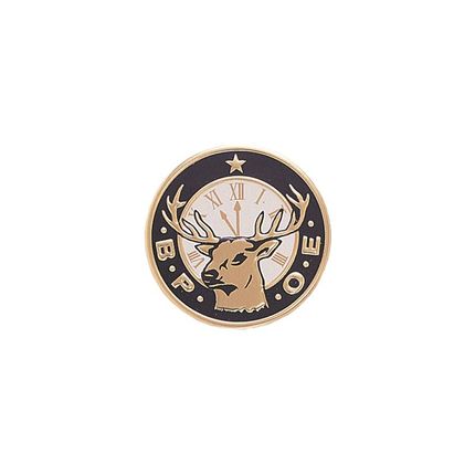 7/8 Inch Round Etched Enameled Colored B.P.O.E. Elks Lodge Logo Brass Metal Medallion Decal Disc-Peel and Stick Back