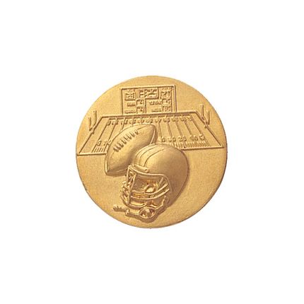 1 Inch Round 3D Stamped Football Brass Metal Medallion Decal Disc-Peel and Stick Back