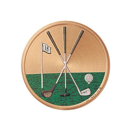 2 Inch Round Raised and Color Printed Golf Aluminum Metal Medallion Decal Disc-Peel and Stick Back