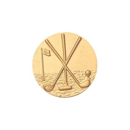 1 Inch Round 3D Stamped Golf Brass Metal Medallion Decal Disc-Peel and Stick Back