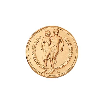 1 Inch Round 3D Stamped Marathon Runners Brass Metal Medallion Decal Disc-Peel and Stick Back