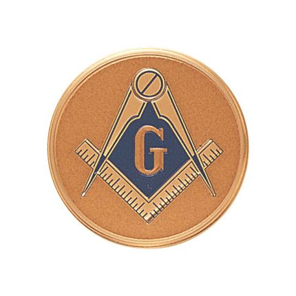 2 Inch Round Raised and Color Printed Masonic Insignia Aluminum Metal Medallion Decal Disc-Peel and Stick Back