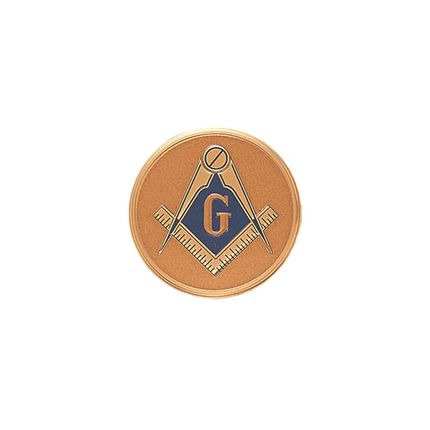 7/8 Inch Round Etched Enameled Colored Masonic Insignia Brass Metal Medallion Decal Disc-Peel and Stick Back