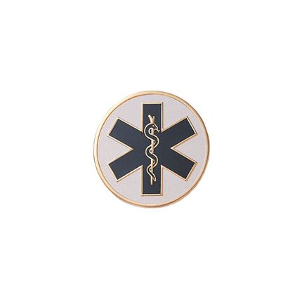 7/8 Inch Round Etched Enameled Colored Paramedic Insignia Brass Metal Medallion Decal Disc-Peel and Stick Back