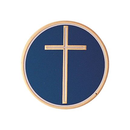 2 Inch Round Raised and Color Printed Religious Cross Aluminum Metal Medallion Decal Disc-Peel and Stick Back