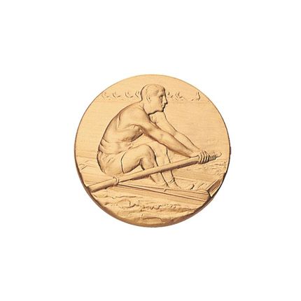 1 Inch Round 3D Stamped Male Crew Rower Brass Metal Medallion Decal Disc-Peel and Stick Back