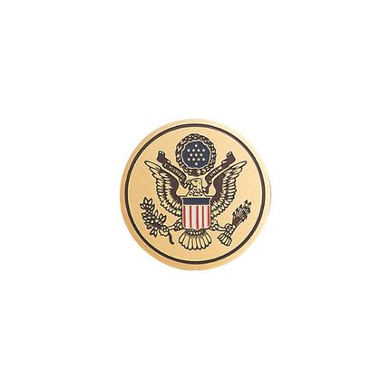 7/8 Inch Round Etched Enameled Colored Seal of the United States Brass Metal Medallion Decal Disc-Peel and Stick Back