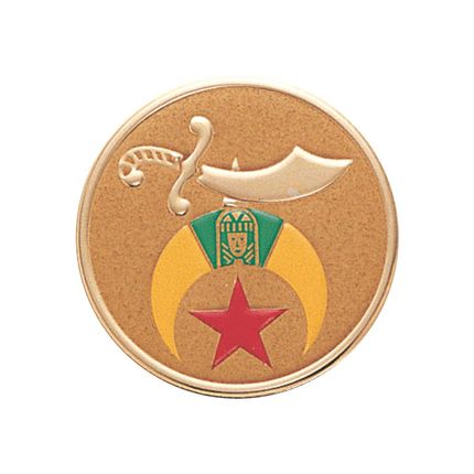 2 Inch Round Raised and Color Printed Shriner Insignia Aluminum Metal Medallion Decal Disc-Peel and Stick Back