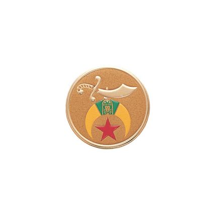 7/8 Inch Round Etched Enameled Colored Fire Shriner Insignia Brass Metal Medallion Decal Disc-Peel and Stick Back