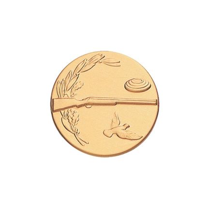 1 Inch Round 3D Stamped Skeet, Rifle, and Bird Brass Metal Medallion Decal Disc-Peel and Stick Back