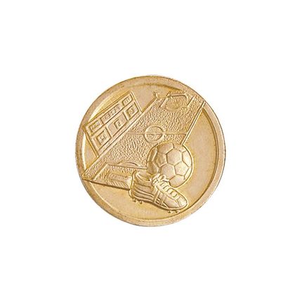 1 Inch Round 3D Stamped Soccer Brass Metal Medallion Decal Disc-Peel and Stick Back