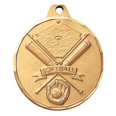 1-1/2 Inch Diamond Cut Border Softball, Bats, Field, and Helmet Medal