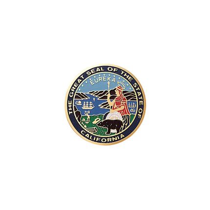 7/8 Inch Round Etched Enameled Colored State Seal of California Brass Metal Medallion Decal Disc-Peel and Stick Back