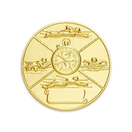 2 Inch Round 3D Stamped Female Swimming Strokes Brass Metal Medallion Decal Disc-Peel and Stick Back