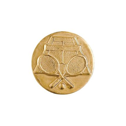 1 Inch Round 3D Stamped Tennis Brass Metal Medallion Decal Disc-Peel and Stick Back