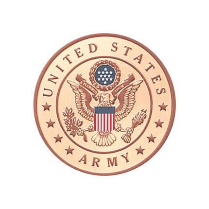 2 Inch Round Raised and Color Printed U.S. Army Shield Emblem Aluminum Metal Medallion Decal Disc-Peel and Stick Back