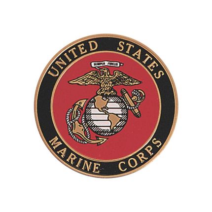 2 Inch Round Raised and Color Printed U.S. Marine Corps Shield Emblem Aluminum Metal Medallion Decal Disc-Peel and Stick Back