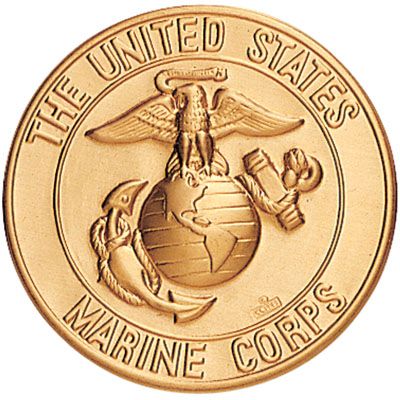 2 Inch Round 3D Stamped U.S. Marines Shield Emblem Brass Metal Medallion Decal Disc-Peel and Stick Back