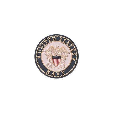 7/8 Inch Round Etched Enameled Colored U.S. Navy Shield Emblem Brass Metal Medallion Decal Disc-Peel and Stick Back