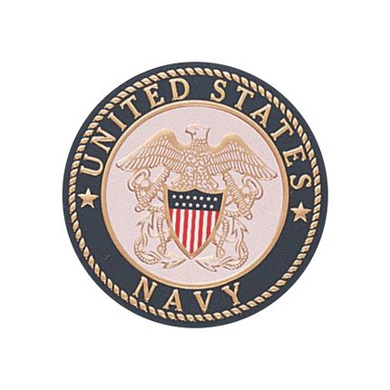 2 Inch Round Raised and Color Printed U.S. Navy Shield Emblem Aluminum Metal Medallion Decal Disc-Peel and Stick Back