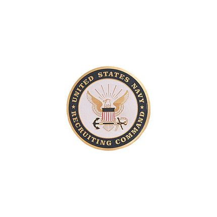 7/8 Inch Round Etched Enameled Colored United States Navy Recruiting Command Insignia Brass Metal Medallion Decal Disc-Peel and Stick Back