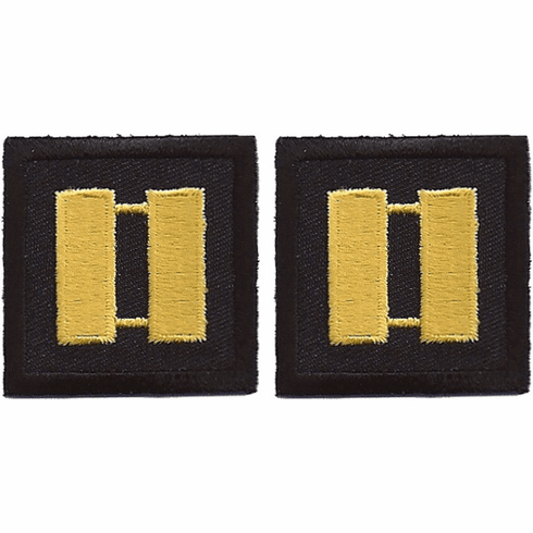 Police Captain Insignia Gold on Black 1.5" Collar Patch Pair